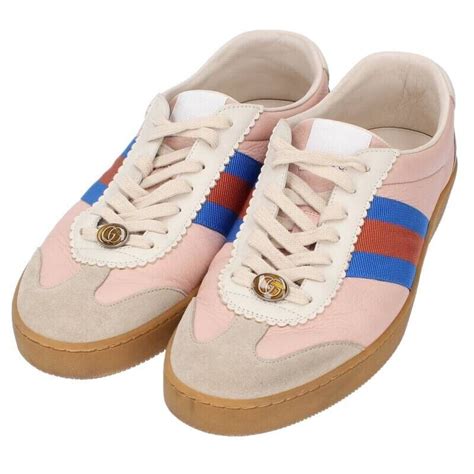 gucci 521681|GUCCI 521681 Size 9 Web Line Low Cut Sneakers Pink leather .